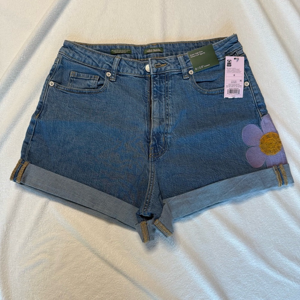 Wild Fable Blue Jean Shorts with flower embroidery (NWT)